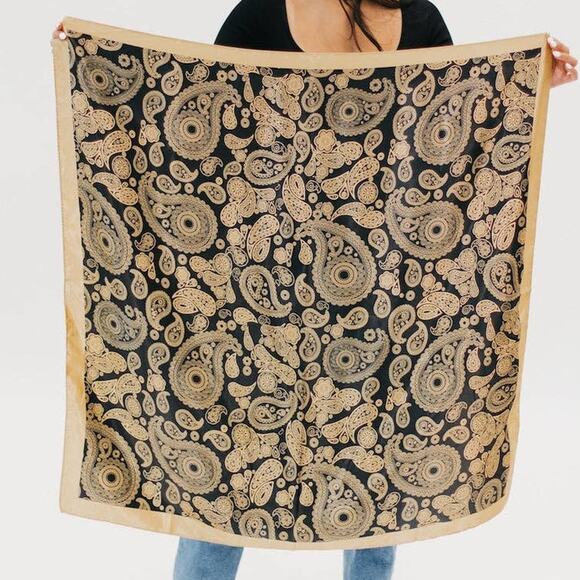 Pretty Simple Accessories - Paisley Boho Hair or Accessory Satin Scarf